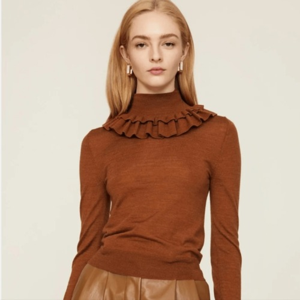 Ulla Johnson NWT Jean Turtleneck in Carnelian‎ Brown Ginger MSRP $425 Medium